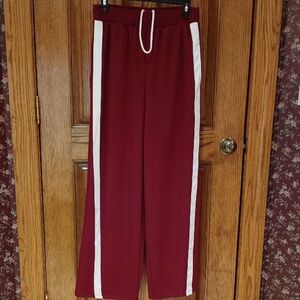 Dark Red Track Pants with White Stripes and Adjustable Waist Cord NWOT XS (0-2)